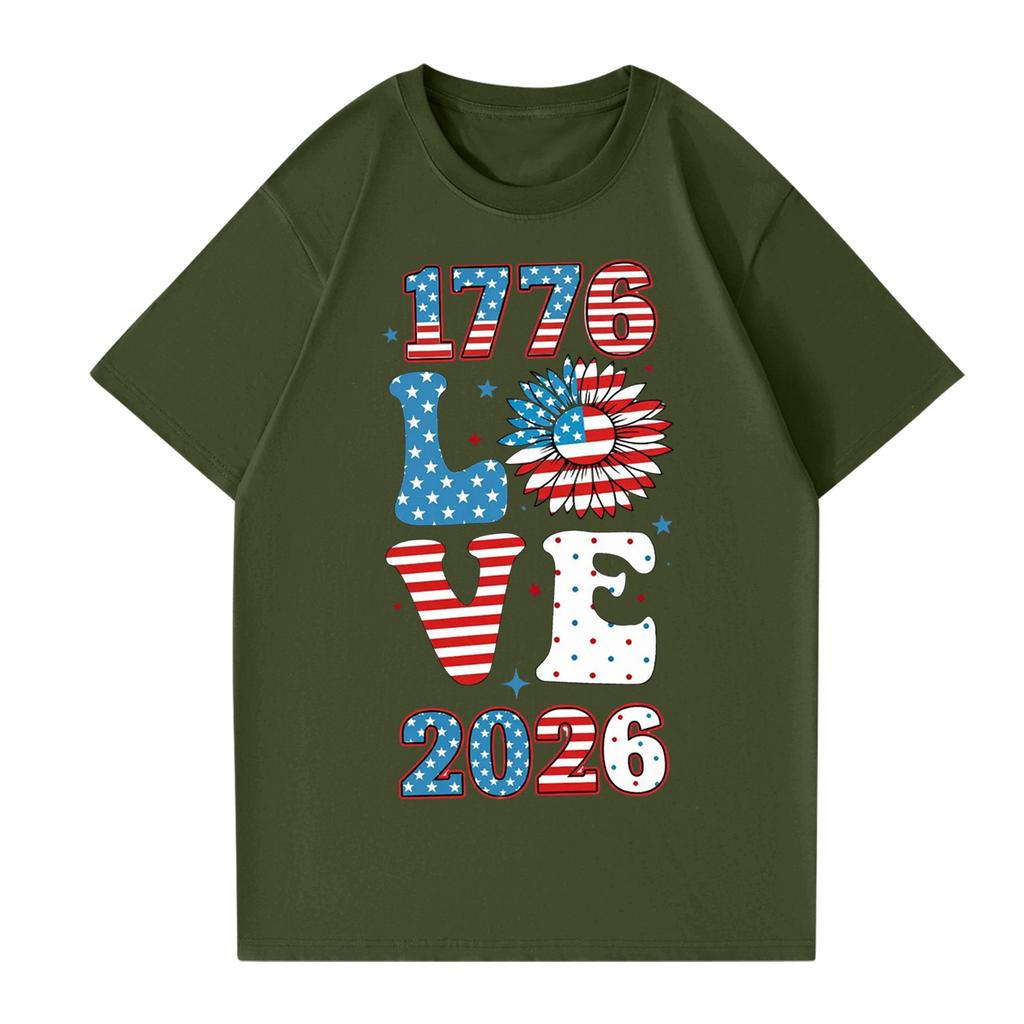 Women's Round Neck Printed Short-sleeved T-shirt Top