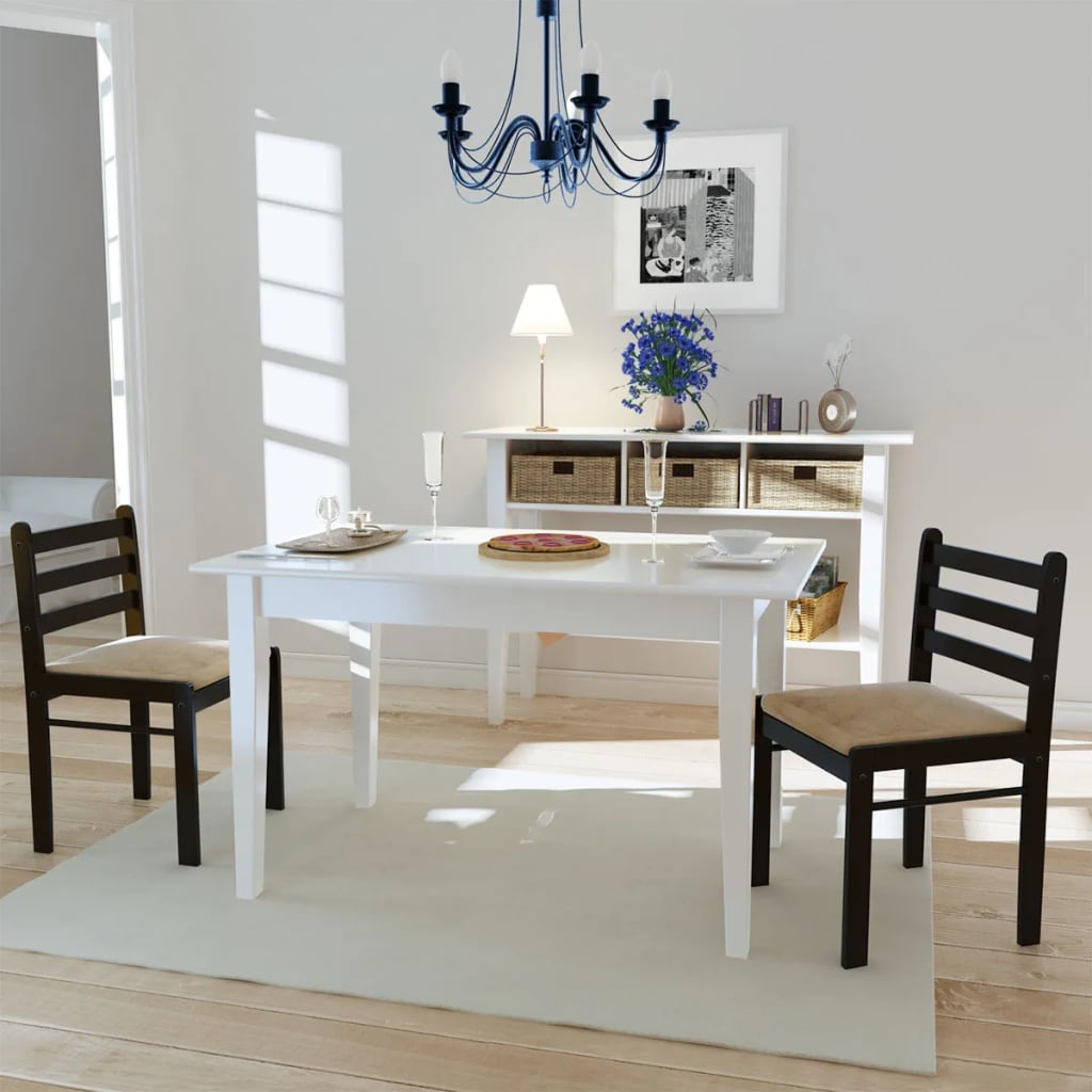 Dining Chairs 2 pcs Brown Solid Rubberwood and Velvet