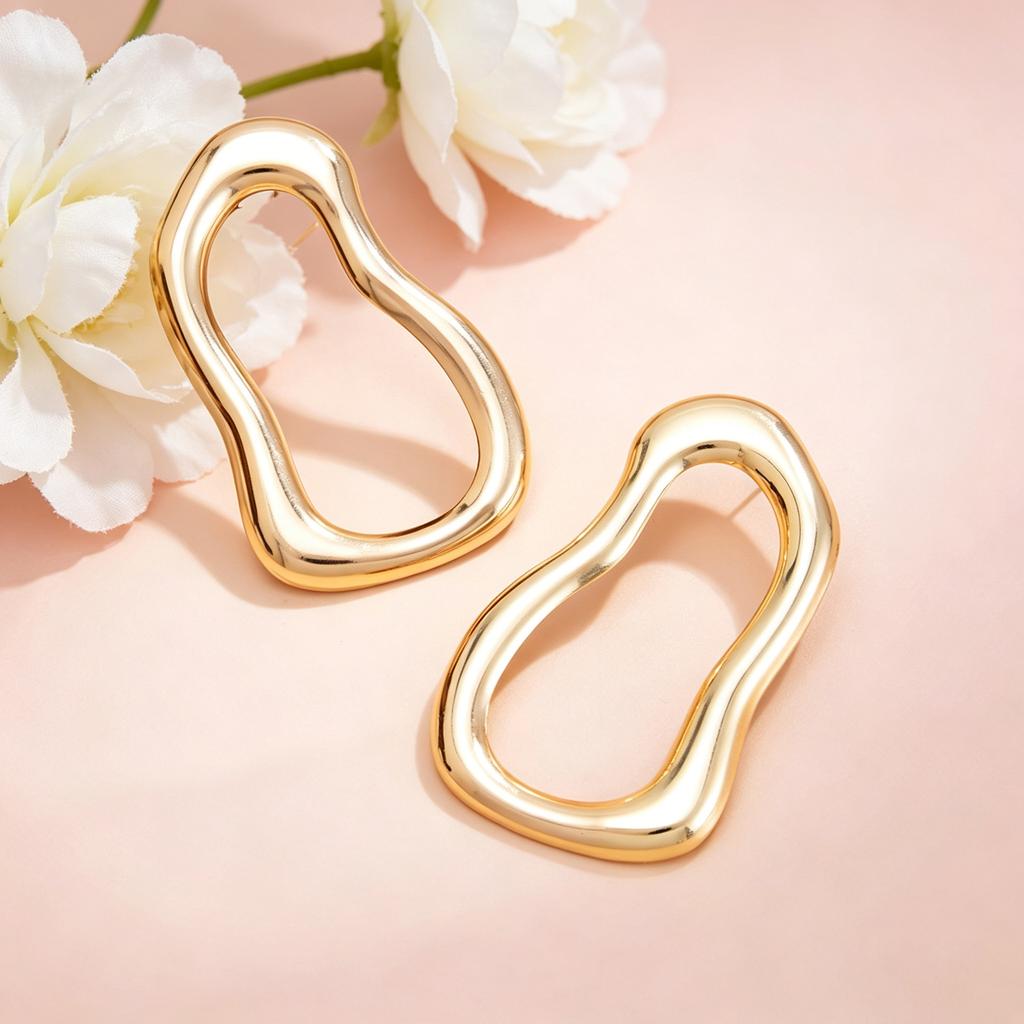 Personalized Metal Irregular Geometric Hollow Earrings, Simple Temperament Cold Wind Earrings