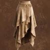 New Women's Vintage Western Irregular Rope Tie-Waist Fringed Faux Fur Midi Skirt