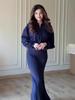 European-American 2025 Autumn Women's Long-Sleeved Cardigan & Stand-Up Collar Jacket with Temperament Half-Skirt Set