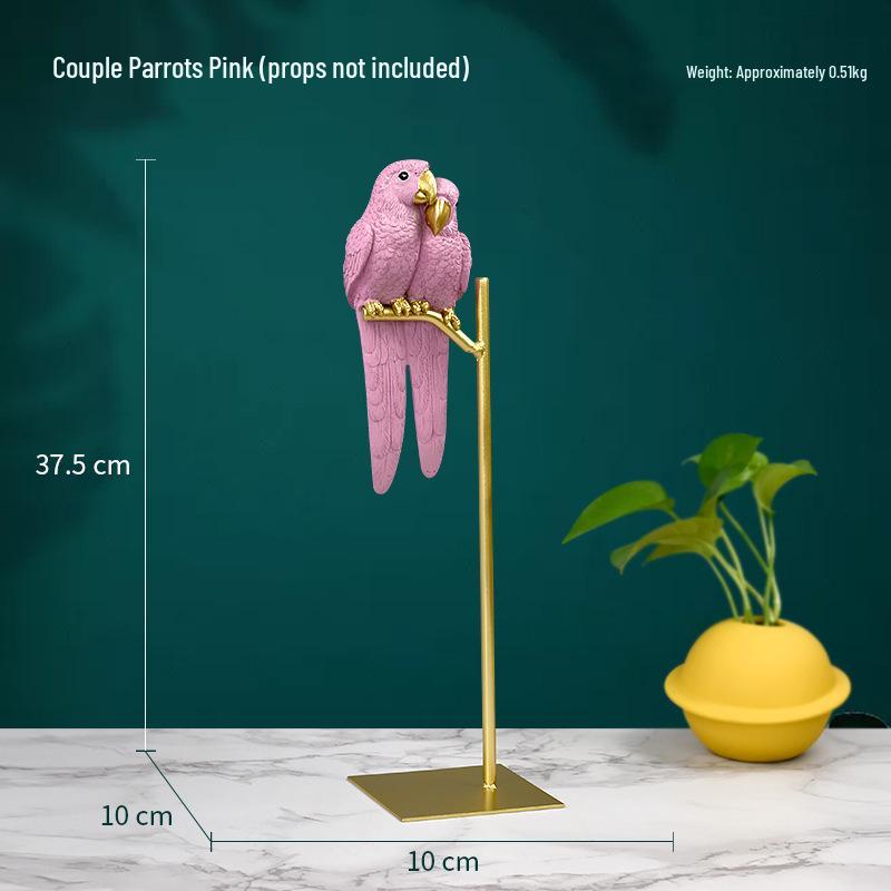 European Creative Parrot Resin TV Cabinet Ornament with Copper for Living Room Decor