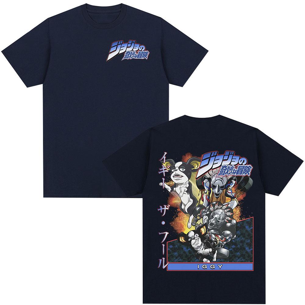 Anime JoJo Bizarre Adventure Iggy Manga T-shirt Grafiche Uomo Donna Abbigliamento Moda Casual Larga Maniche Corte T-shirt Top