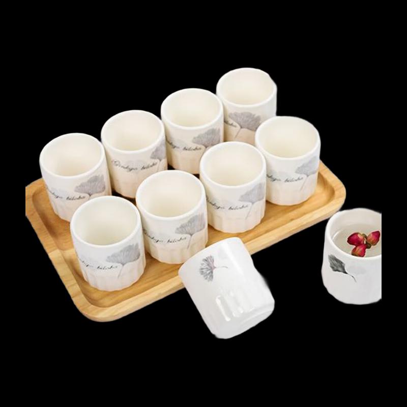 

NHZHIW Ginkgo Leaf Ceramic Tea Cups (10-Pack)