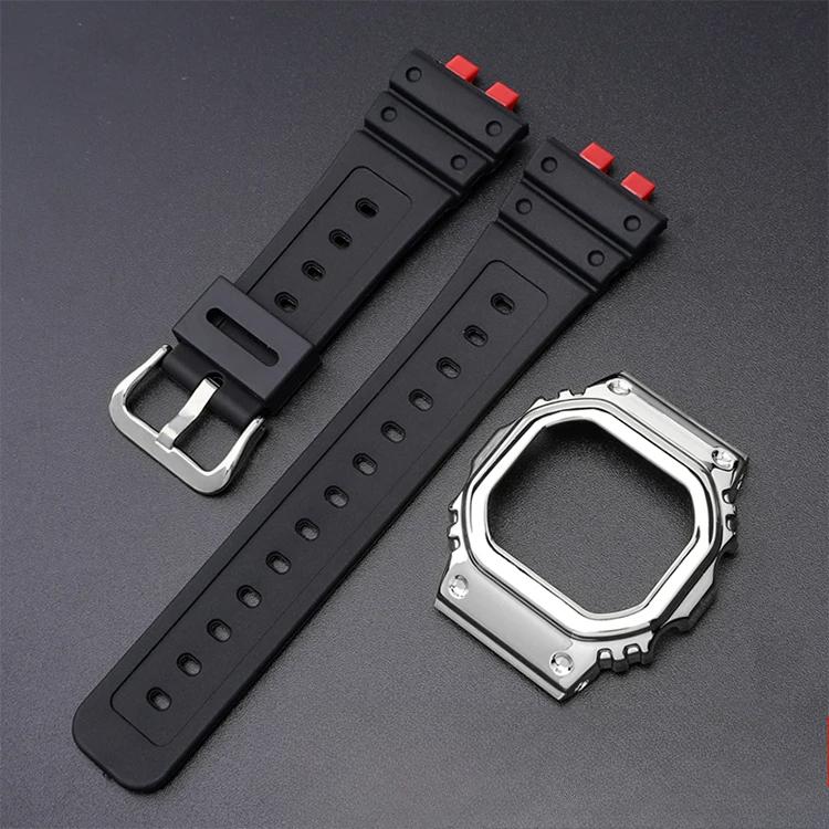 Replacement Transparent Resin Strap+PC Bezel for Small Cube Gold Bricks For  Casio G-Shock GMW-B5000 Watch Band