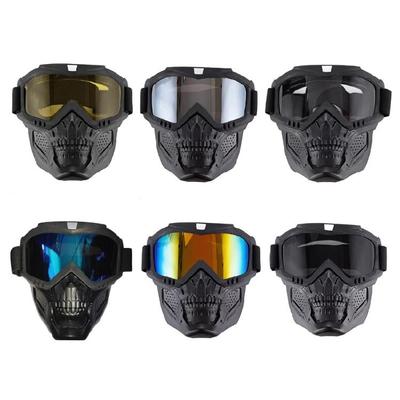 Motorcycle Goggles Removable Face Mask Black Frames Clear Lens