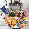 Classic Japanese-style Cartoon Demon Slayer Round Rug, Home Soft Decorative Anti-slip Yoga Mat and Chair Mat, Outdoor Floor Mat Carpet K6