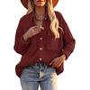 Women's  And Winter Loose Corduroy Lapel Double Pockets Long-Sleeved Shirt Jacket