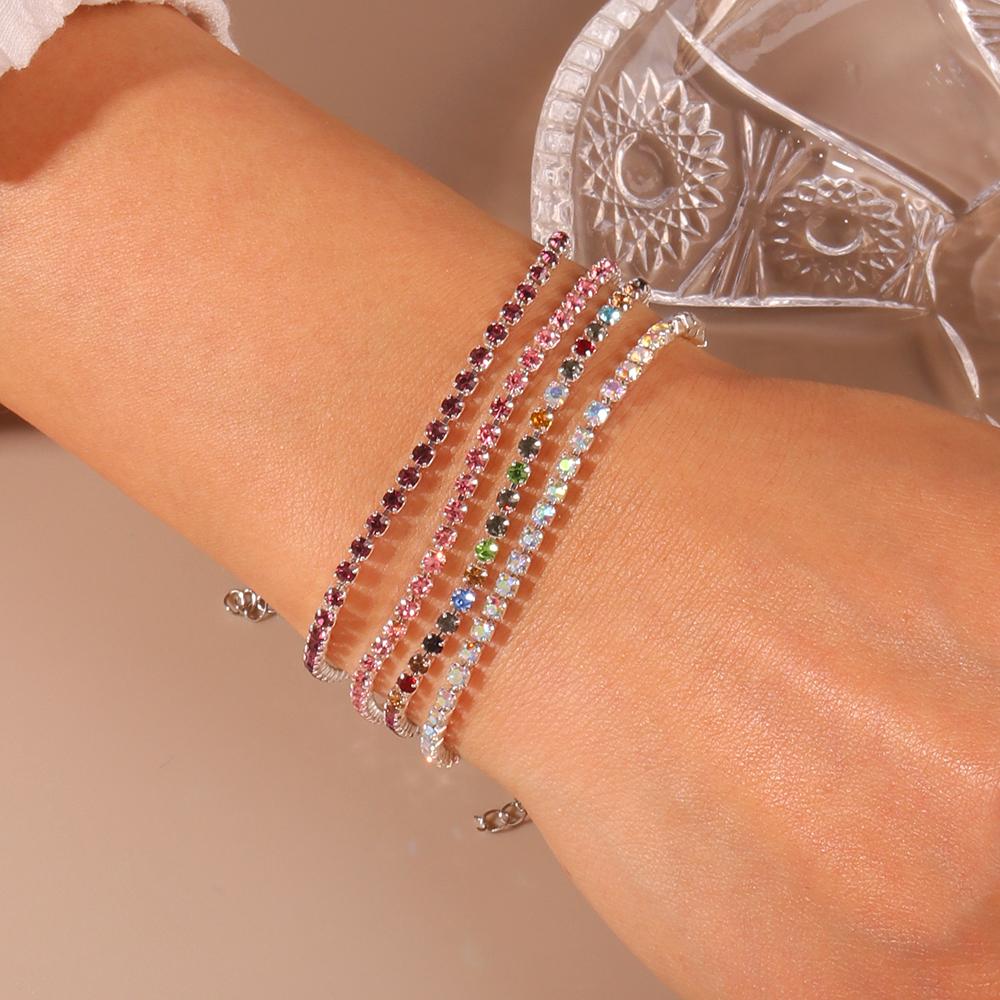 Exquisite Cubic Zirconia Bracelets for Women Silver Color Rhinestone Bracelet Chain Girls Party Holiday Jewelry Gifts