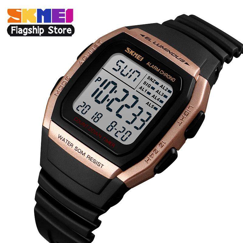 

SKMEI Новые мужские спортивные часы Ретро Многофункциональные модные часы Квадратный хронограф с обратным отсчетом Водонепроницаемые наручные часы 1278