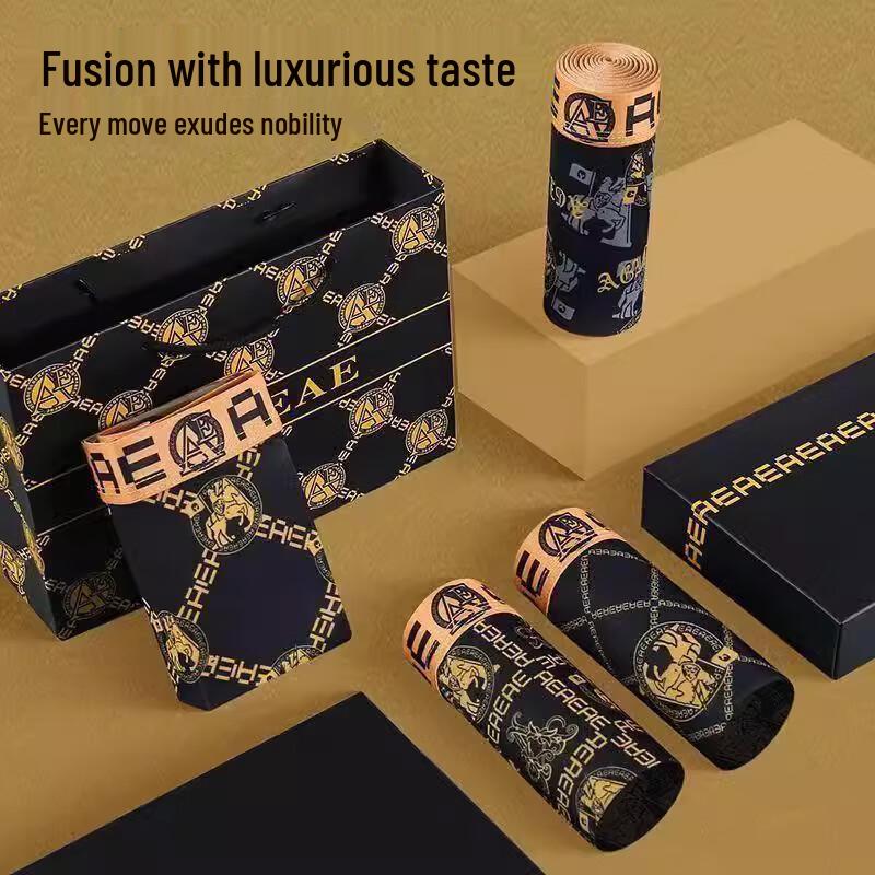 Baobaomian Men's Ice Silk Antibacterial Boxer Briefs 4-Pack