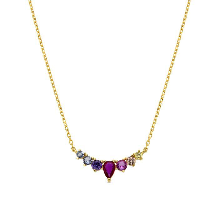 Collier Luxenter en argent 925 et zircon multicolore finition or 18k - Narxo