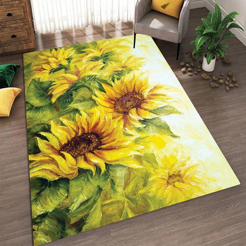 Sunflower Pattern Living Room Carpet Dirt Resistant and Easy To Maintain Foot Mat Bedroom Large-sized Floor Mat