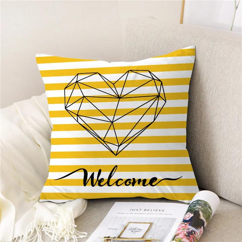 Yellow and Black Cartoon Bear Giraffe Throw Pillow Case Geometric Cushion Covers for Home Sofa Chair Decorative Pillowcases