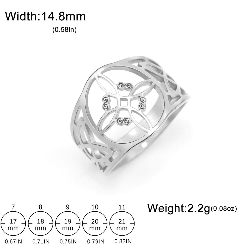 LIKGREAT Witch Knot Ring for Women Men Stainless Steel Wiccan Celtic Knots Witchcraft Good Luck Protection Amulet Jewelry Gift