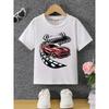 European sizes Boys' Comfortable Soft Creative Fashion Cool Racing Drift Pattern Print Short Sleeve T-Shirt