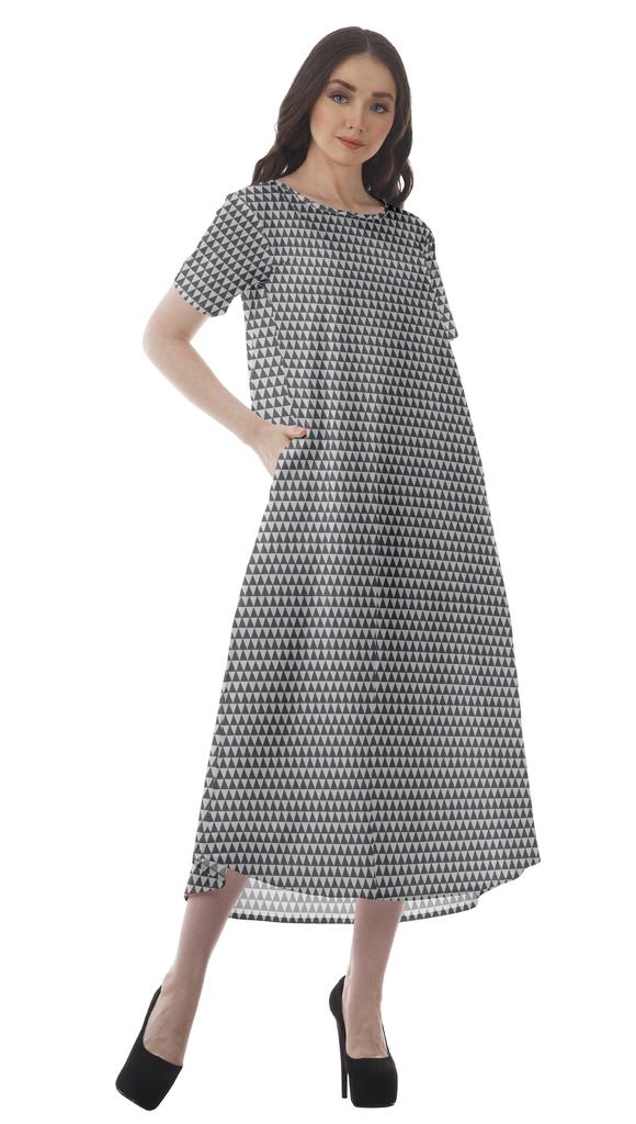 Moomaya Printed Sun Dresses Women Short Sleeve Cotton Flex Party Dress