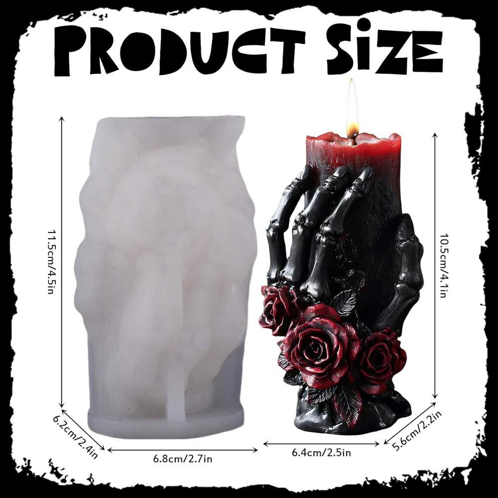 Halloween 3D Skull Silicone Candle Mold Rose Skull Halloween Candle Casting Mold Aromatherapy Silicone Candle Casting Mold