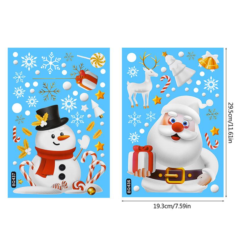 Christmas Window Sticker Santa Claus Snowman Glass Sticker Set Christmas Decoration For Home Kids Room Wall Decal 2025 New Year