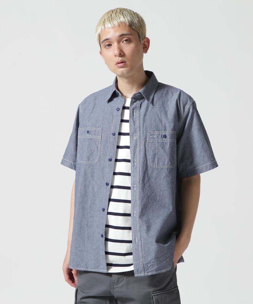 Avirex Daily Basic Chambray S/s Shirt Men's L Navy 783-3923003