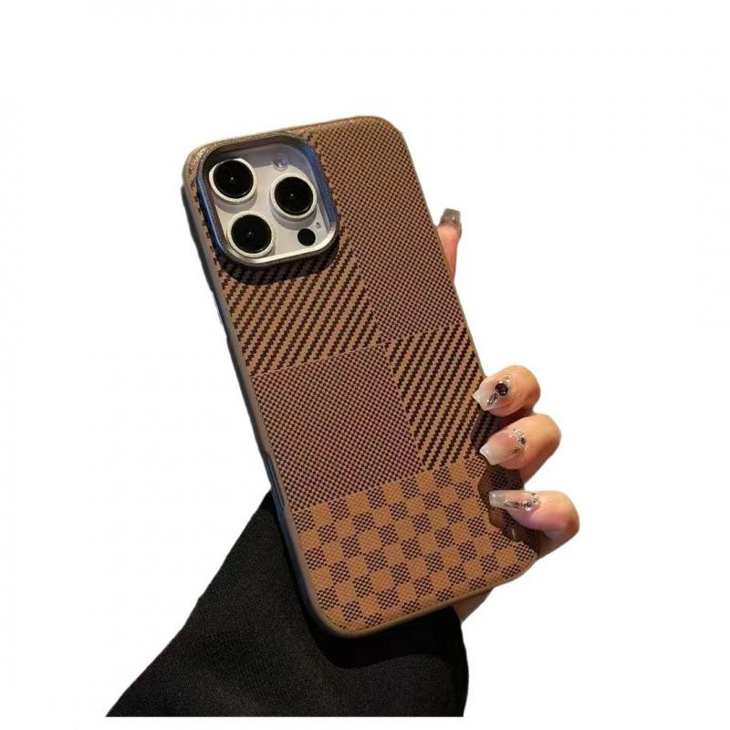 Gäller iPhone16ProMax mobiltelefonfodral Kevlar-mönster läder Apple 15 metalllinsring 14 anti-droppskydd