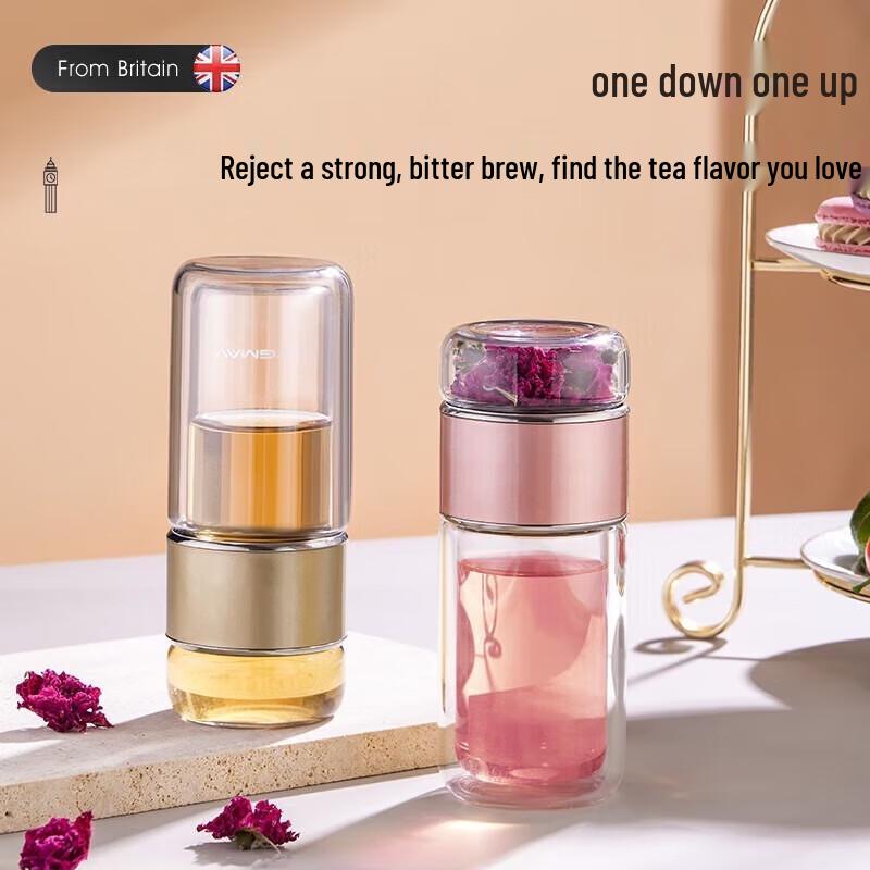 Baoweima Double Wall Glass Tea Infuser Bottle 300ml