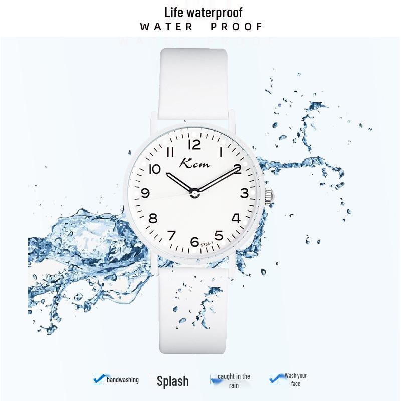 Women's Exam Watch: Silicone Strap, Luminous, Silent, Waterproof Quartz. Ideal for Junior High/High School Students.