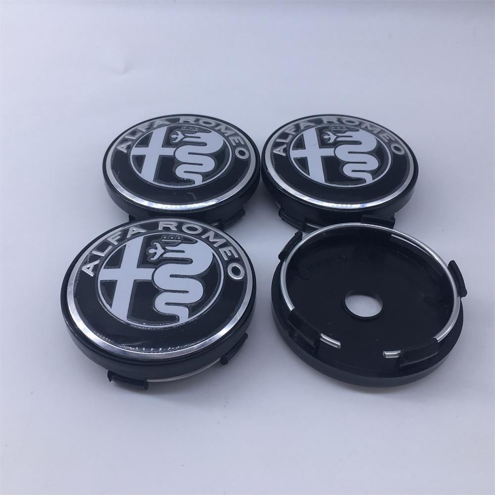4PCS 60mm For Alfa Romeo Black caps 030 Stelvio Sportiva GT 159 166 147 156 Mito Metal Emblem Auto Hub caps Decoration Styling