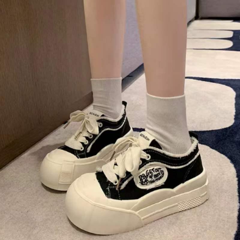 Zhao Lusi Milky Cloud Thick Sole Round Toe Canvas Sneakers for Women