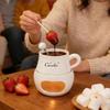 Chocolate Fondue Cup Ceramic With Forks Tealight Chocolate Melting Cup Mini Fondue Pot For Cheese Butter Heating Stove P1G1