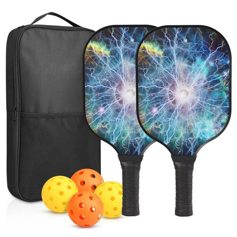Carbon Fiber Pickleball Paddle Set With PP Honeycomb Core UV Printed Racket Beginners To Advanced Players