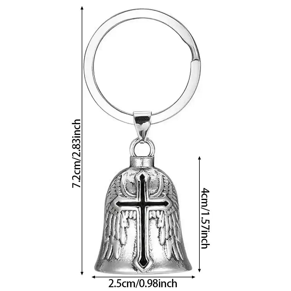 Fashion Red Cross Guardian Angel Wings Motorcycle Keychain Men Biker Rider Exorcist Keychain Amulet Lucky Amulet Accessory Gift