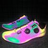 Autumn new color-changing reflective unlocked couple cycling shoes men's and women's road mountain bike shoes lock shoes