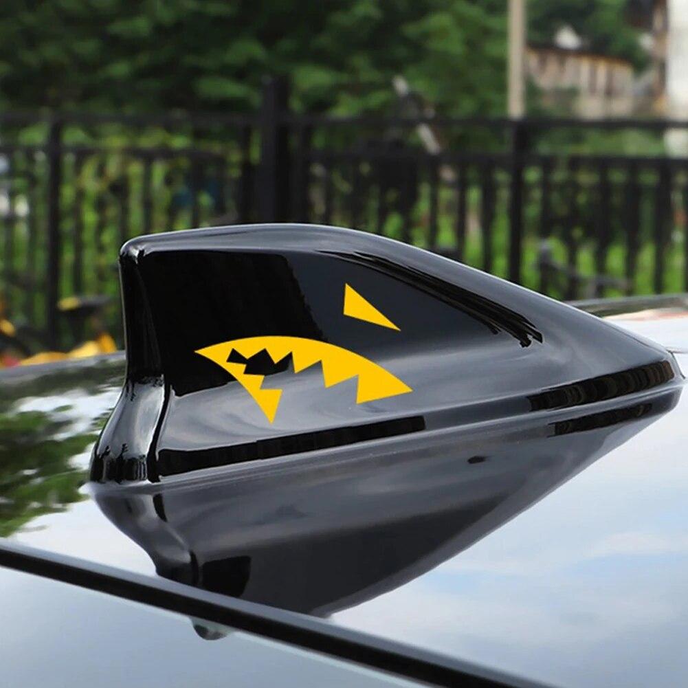 2Pcs Creative Car Sticker Reflective Shark Fin Antenna Shark Mouth Vinyl Decal Car Accessories Decoration Stickers Universal