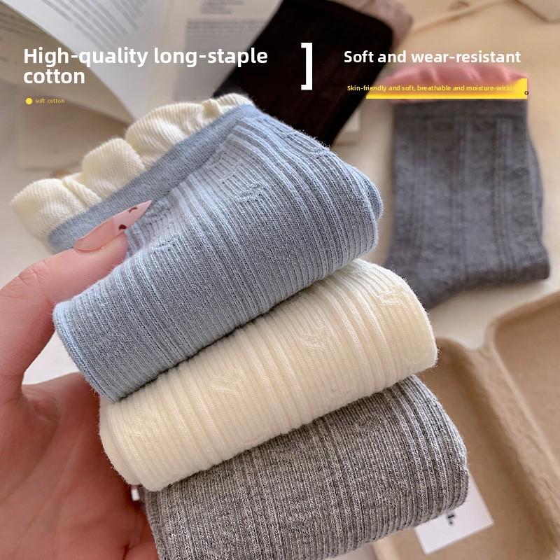 Sock Children's Spring/summer Lace-up Striped Mid-calf Socks with Loose Openings and No Bones, Plush Cotton Socks