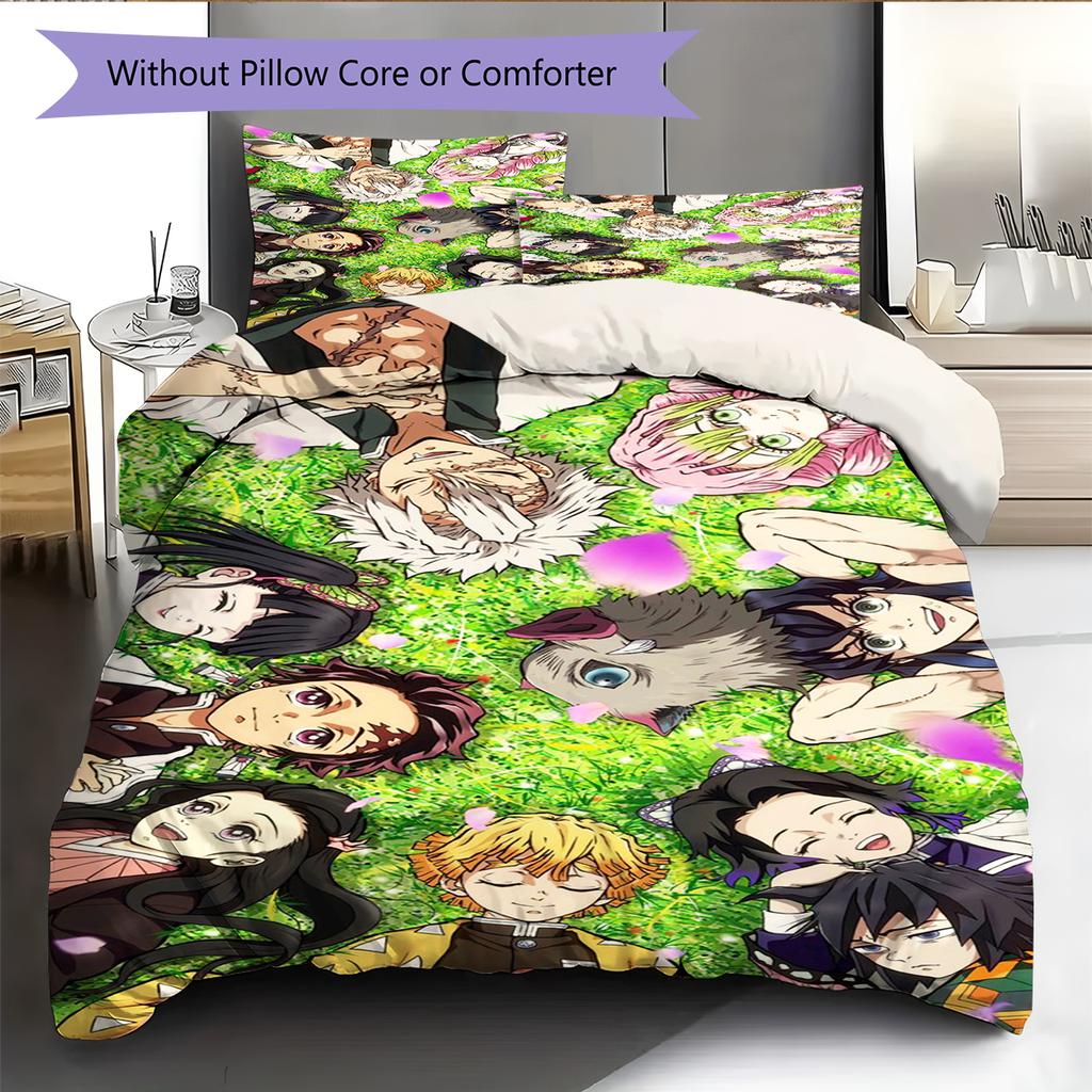 Cartoon Pattern Bedding Quilt Set Quilt Cover Pillowcase Home Decoration Birthday Gift (1 * Duvet Cover + 2 * Pillowcase, Without Core)