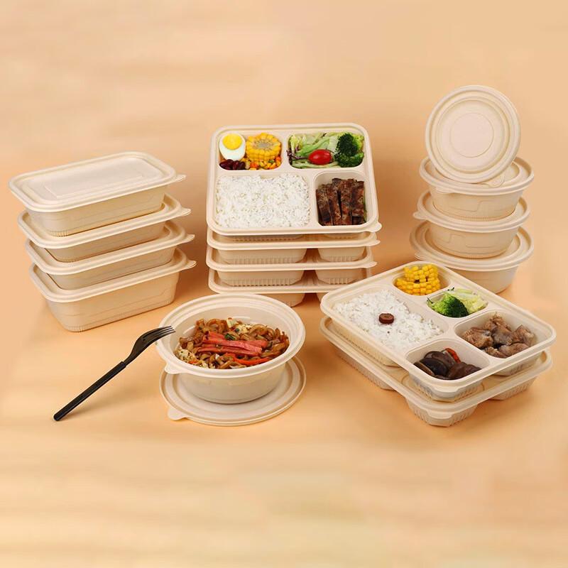 Eco-Friendly 3-Compartment Corn Starch Disposable Bento Box