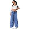 Multicolor European & American High-Waisted Loose Wide-Leg Floor-Length Casual Jeans for Women