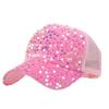 Fashion Ladies Full Sequin Decor Trucker Cap, Shiny Mesh Back Peaked Hat, Adjustable Sun Protection Baseball Hat for Outdoor Vacation