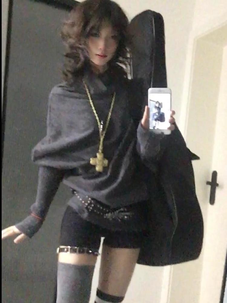 Modă Coreeană anii 2000 Pulovere de Toamnă cu Mânecă Largă tip Moroi Y2k Culoare Uni Subcultură Casual Pulovere cu Mânecă Lungă Chic