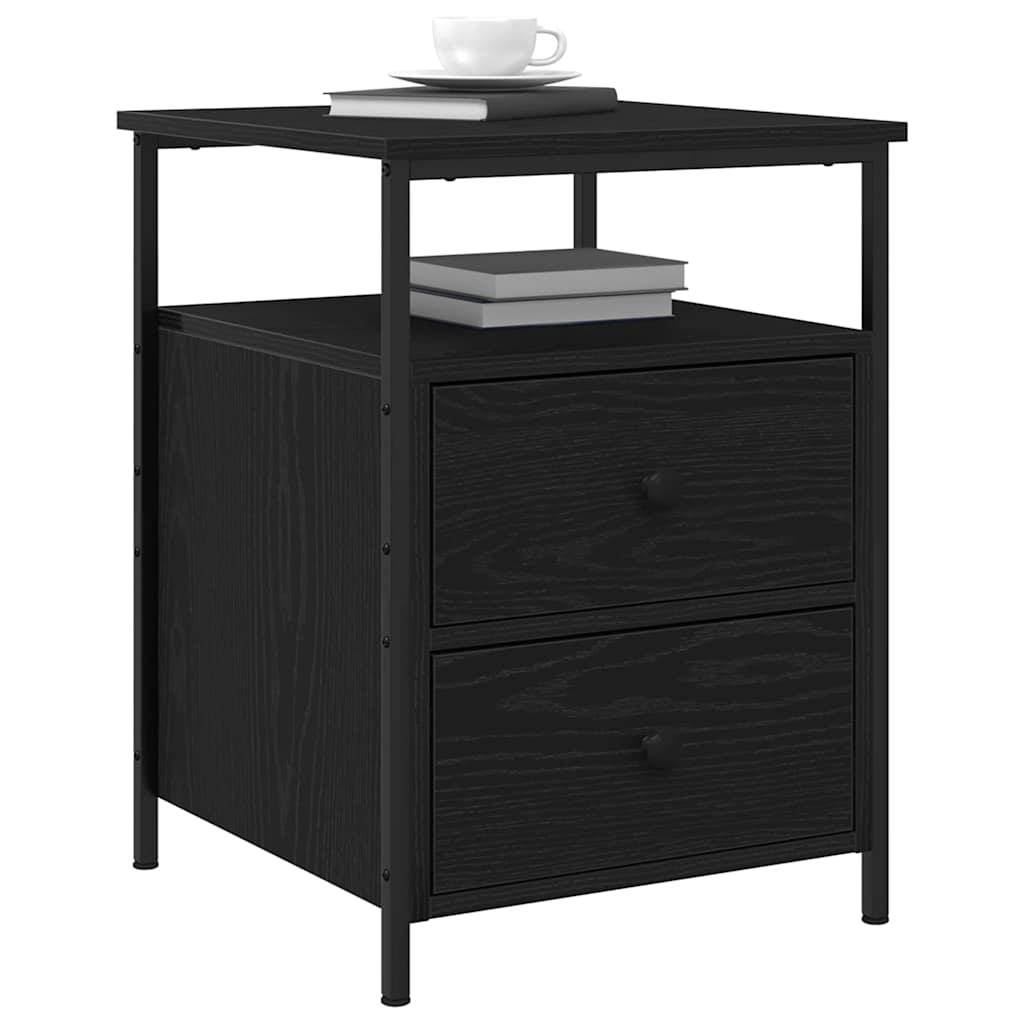 Nightstand Black Oak Effect 34 x 35.5 x 50 cm Engineered Wood