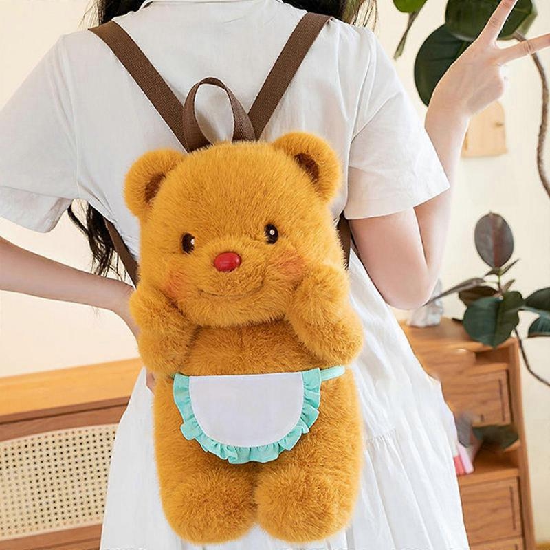 Stylish Bear Trendy Plush Bag Cartoon Butter Animal Plush Backpack for Kids and Teens Christmas Gifts