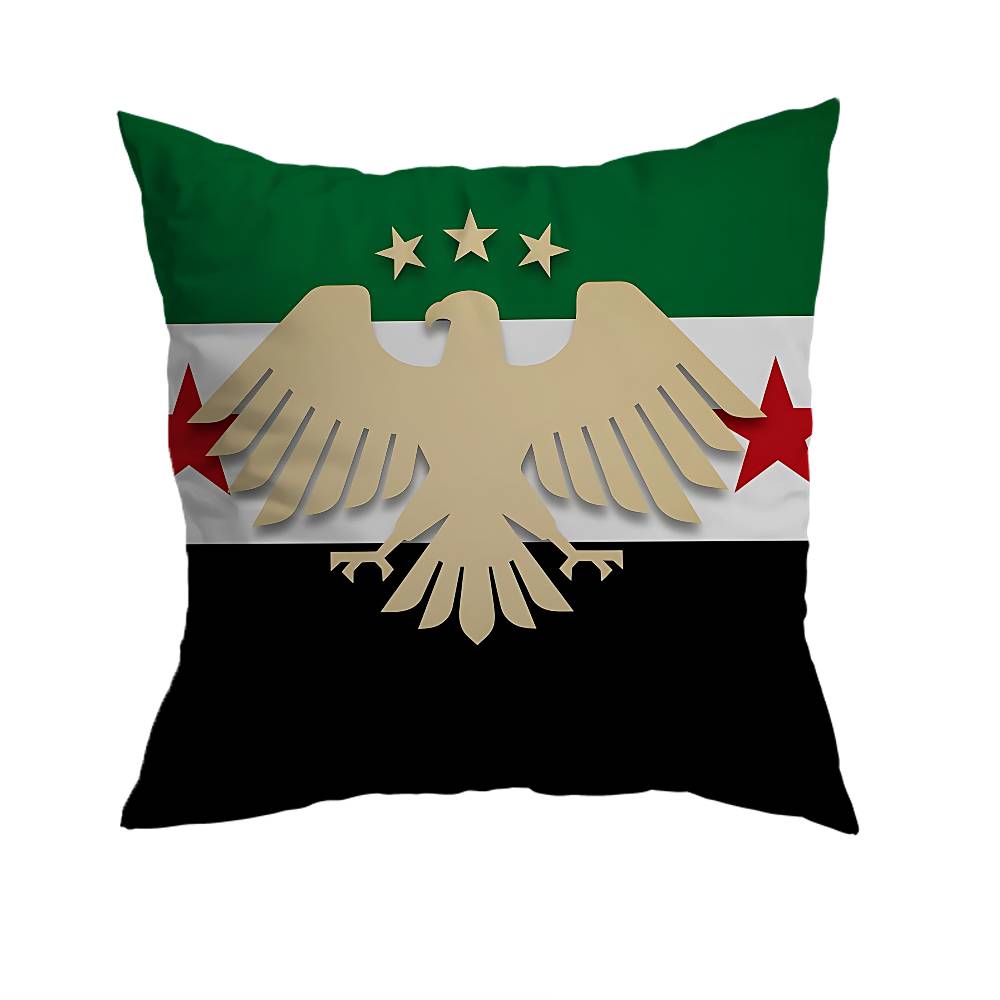 Eagle Syrian New 2026 Logo Flag  Pillow Case Sofa Living Room Bedroom Headboard Backrest Cushion Square Cushion Nap Time