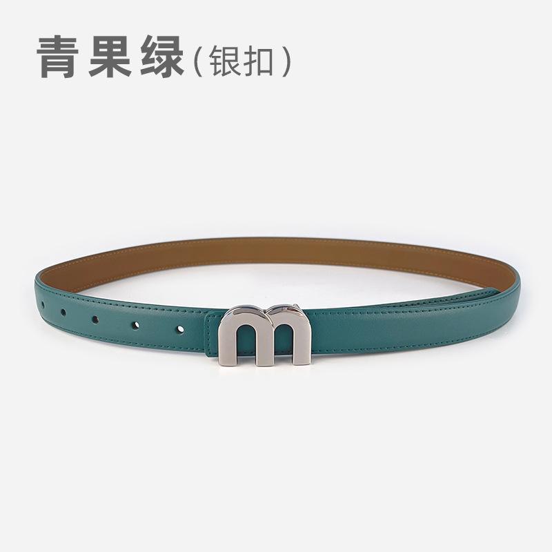 

Кожаный ремень из коровьей кожи с буквой M Простой ремень для юбки, костюма, джинсов Женский 105cm