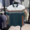 Herren Farbblock Gestreiftes Poloshirt Kurzarm Business Casual Oberteil Atmungsaktiv Sommer Poloshirt