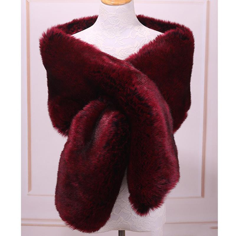 Women’s Luxurious Faux Fur Shawl Winter Bridal Thicken Soft Warm Comfortable Faux Fur Shawl Wrap for Wedding Evening Party