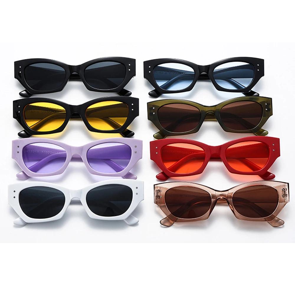  New Cat Eye Women Sunglasses Rice Nail Fashion Jelly White Color Shades UV400 Men Trending Gradient Sun Glasses