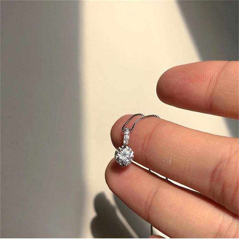 

Ожерелье с геометрическим узором в виде капли воды из стерлингового серебра 925 пробы, женское, простое, блестящее, с цирконием белый