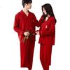 LANGSHA Red Couple Pajamas Cotton Antibacterial Homewear Set for Newlyweds Anniversary Year Ancola Red