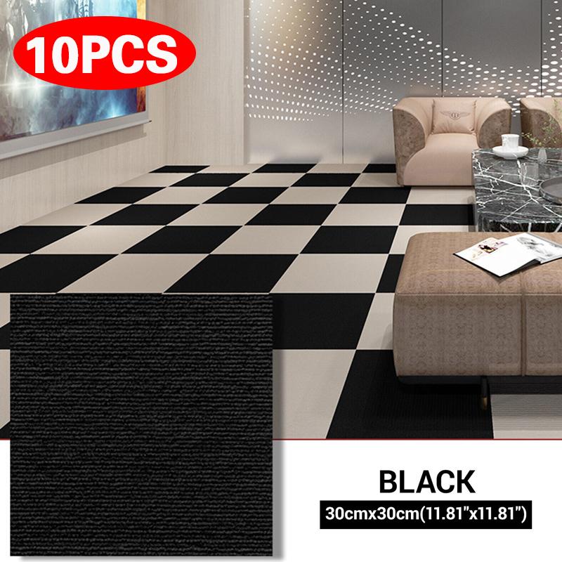 10pcs Self Adhesive Carpet Rugs Living Room Carpet Floor Mat 30x30cm Square Staircase Anti-slip Floor Sticker Office Home Decor